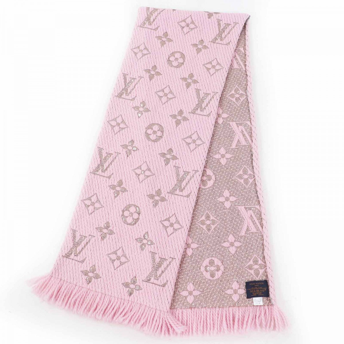 LOUIS VUITTON Scarf M70466 Main: 95% wool, Main: 3% silk, Main: 2% polyester Rose valerine Escalp Logo Mania Shine Women
