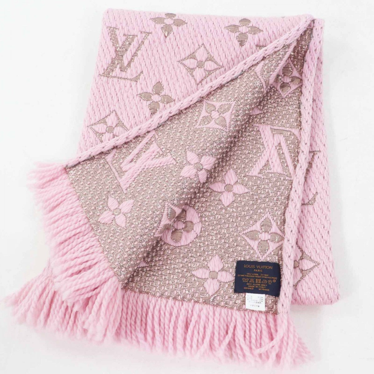LOUIS VUITTON Scarf M70466 Main: 95% wool, Main: 3% silk, Main: 2% polyester Rose valerine Escalp Logo Mania Shine Women