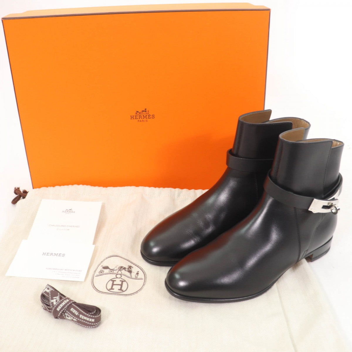 HERMES short boots Main: Leather black Neo Women 37