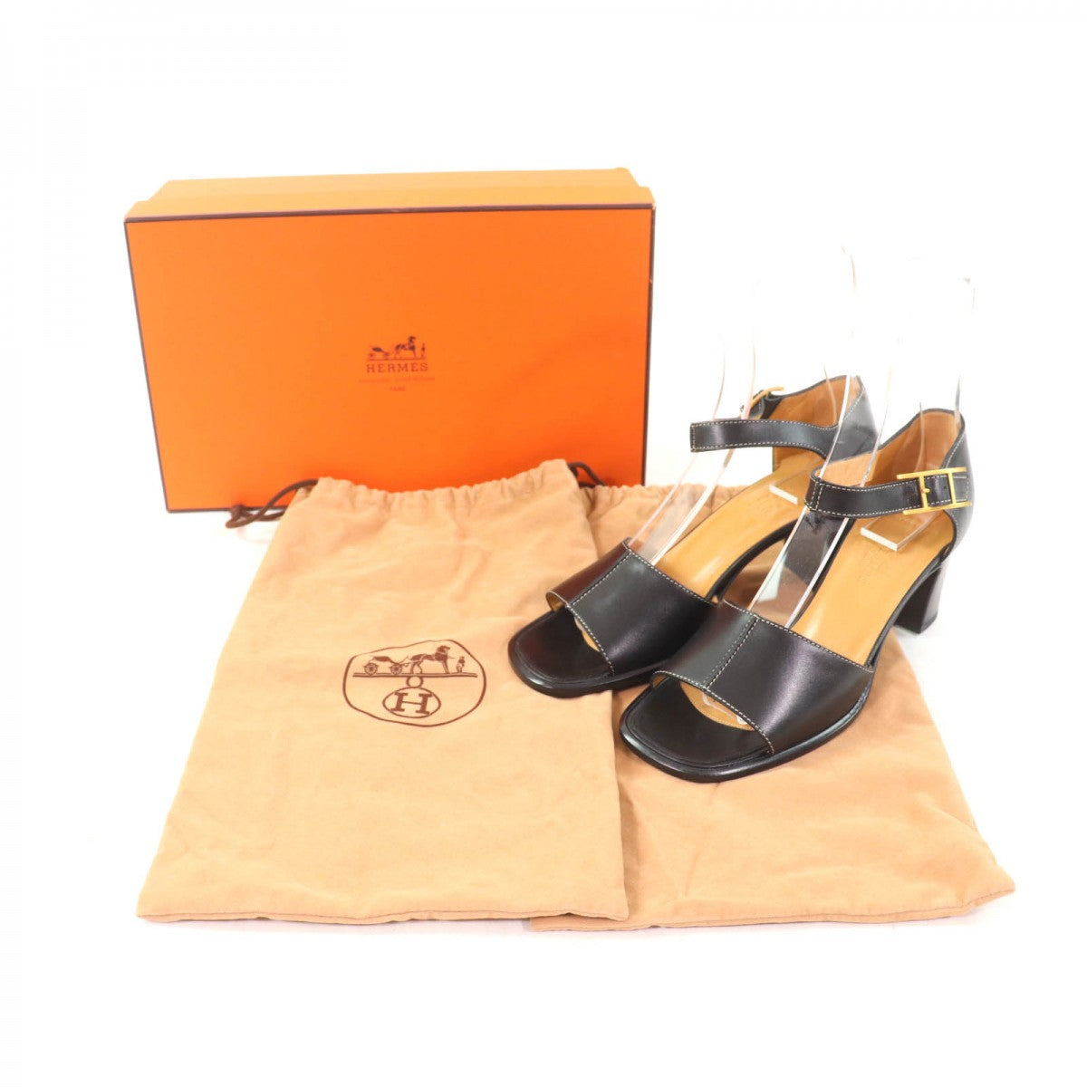 HERMES Sandals Main: Leather black Women 35.5