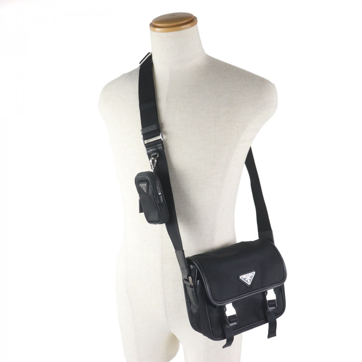 PRADA Shoulder Bag 2VD034 Main: Tessuto, Part: Saffiano leather black mens