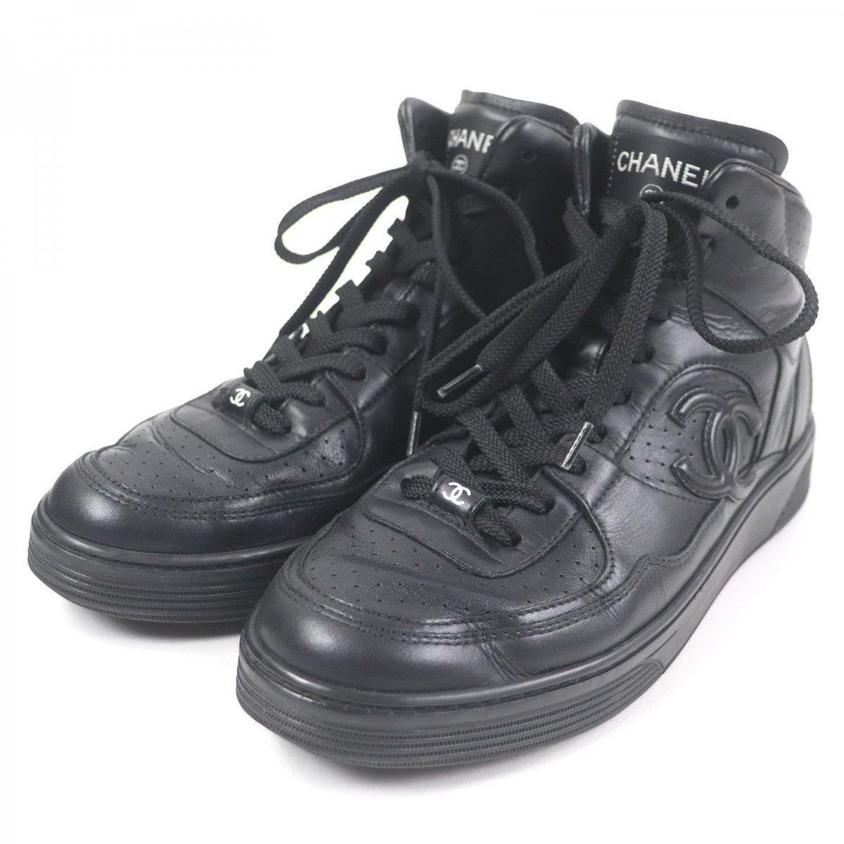 CHANEL High cut sneakers G45080 Main: Leather black mens 40.5