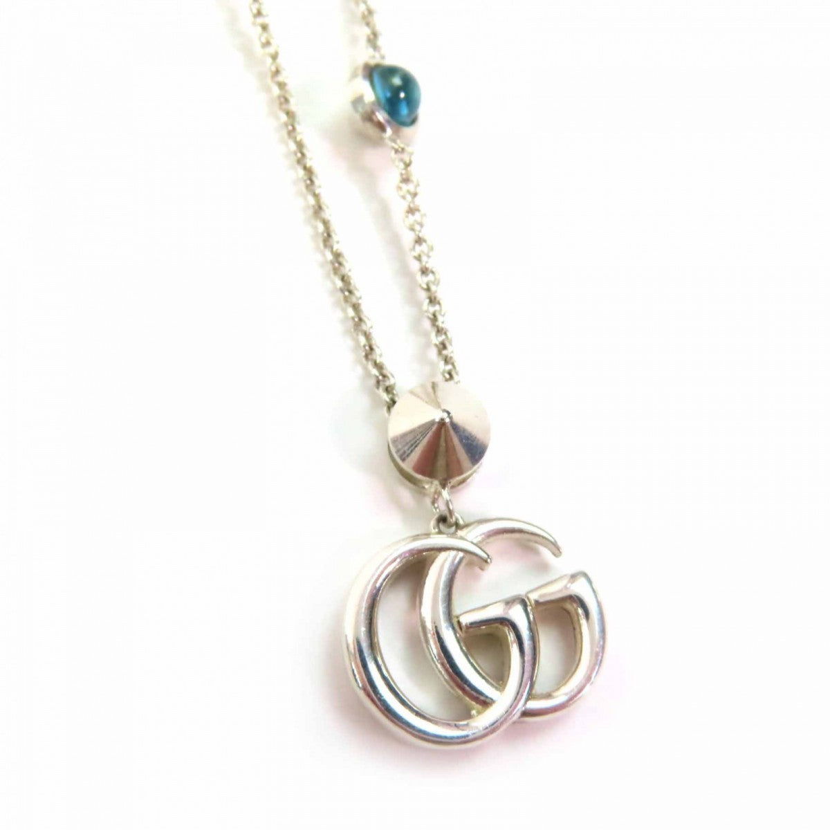 GUCCI Necklace 527399 Main: AG925, Part: Colored stones Silver light blue Double G Mother of Pearl Necklace Women