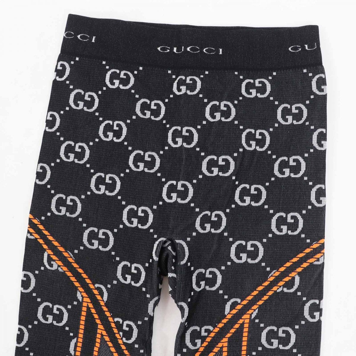 GUCCI Pants 689203 Main: 95% nylon, 5% polyurethane Black White Neon Orange Women S