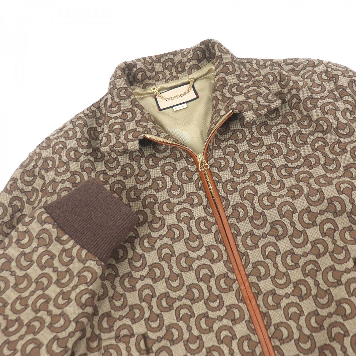 GUCCI Blouson 694157 Outer: 99% wool, Outer: 1% silk, Lining: 100% rayon, Part: 100% cotton, Part: 95% wool Brown mens 52