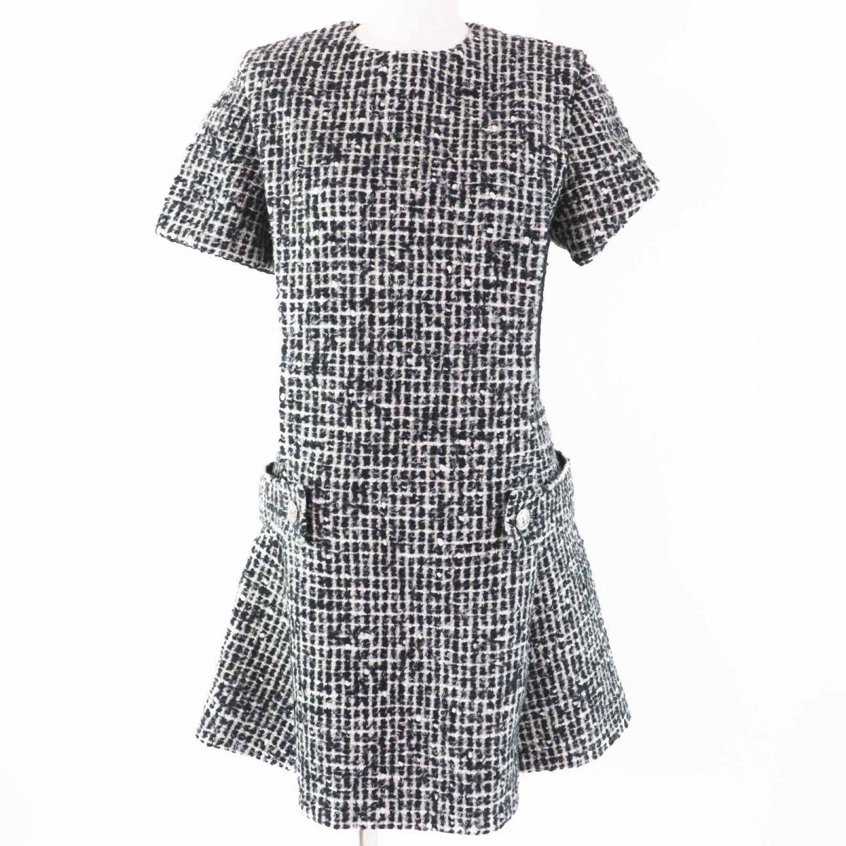 LOUIS VUITTON one piece Main: 66% wool, 25% rayon, 4% nylon, 4% cotton, 1% acrylic Black White Women 34