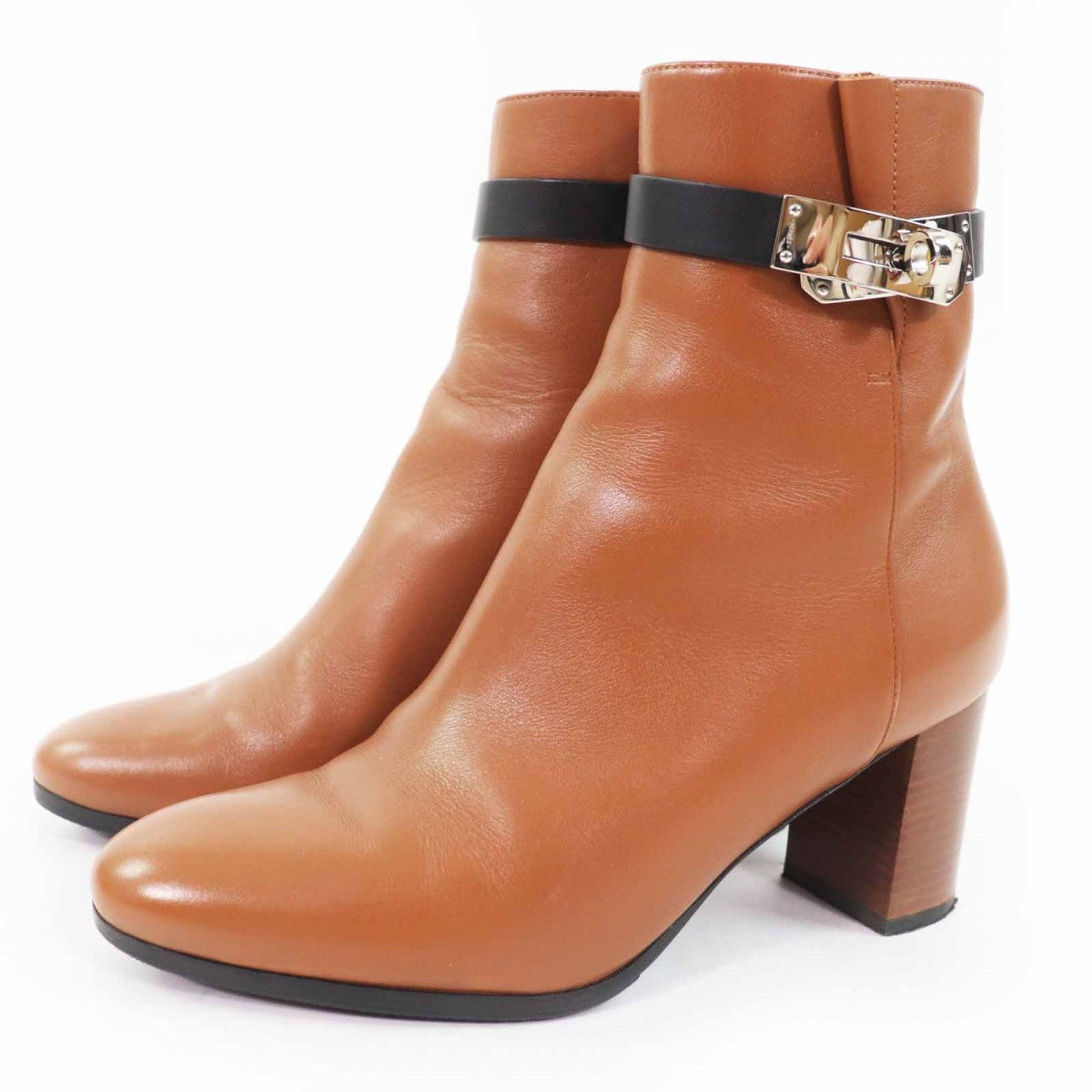 HERMES short boots Main: Leather Brown black Saint Germain Women 35.5