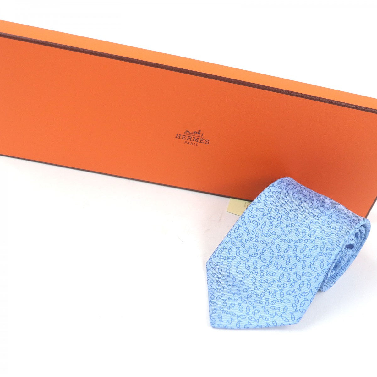 HERMES tie Main: 100% silk Light blue mens