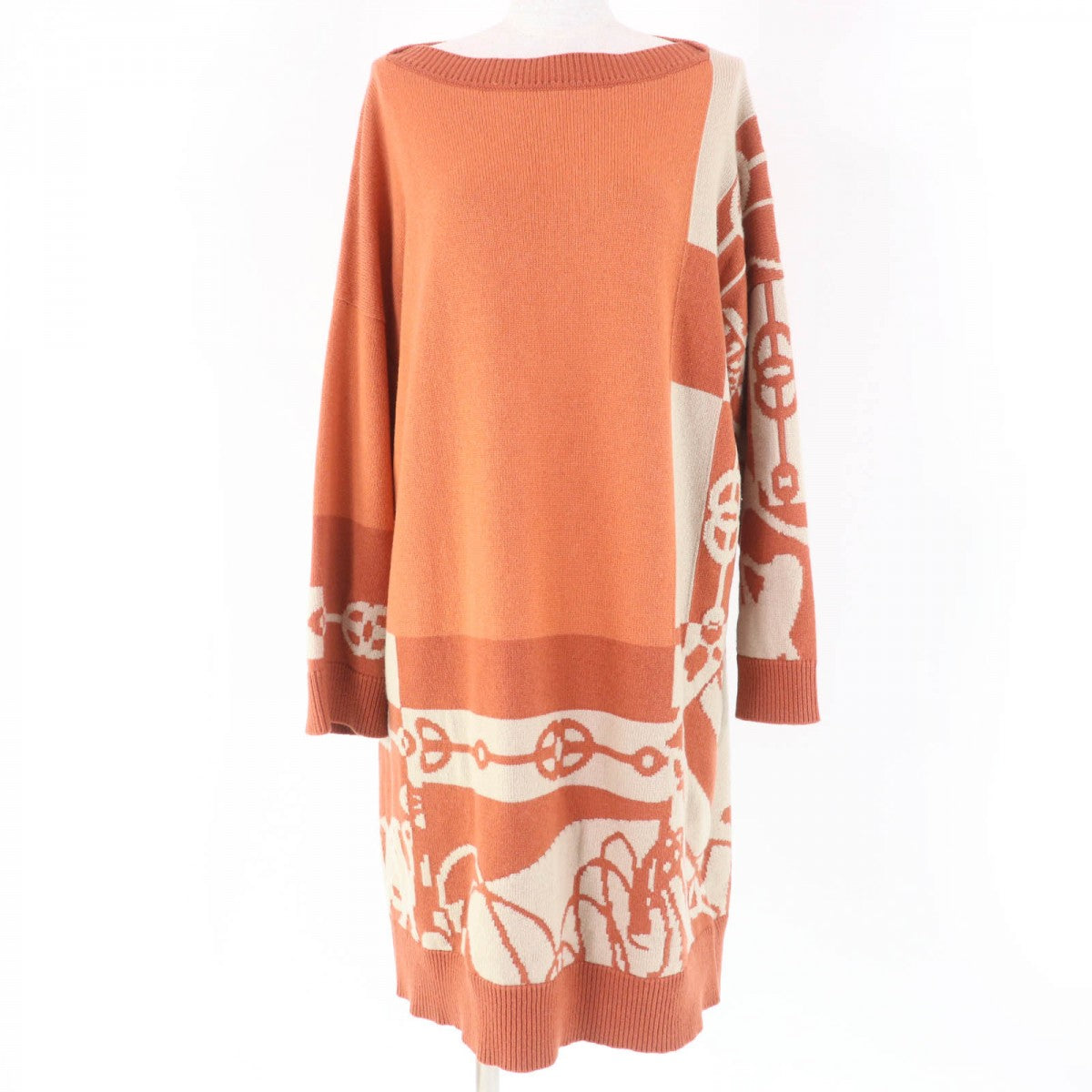 HERMES one piece 2E2506D2 Main: 100% cashmere, part: 70% cotton, part: 30% polyester Orange type CLIQUETIS Women 38