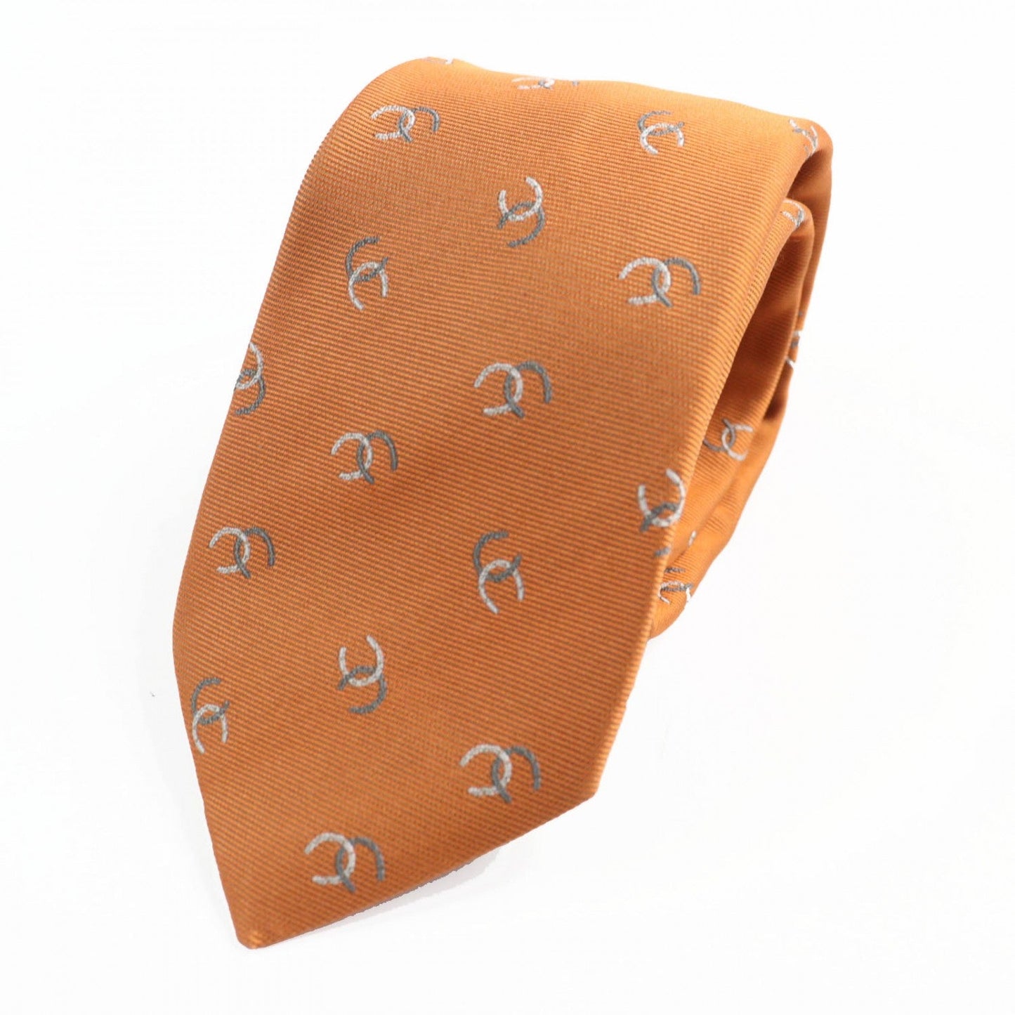 HERMES tie 339359T silk ORENGE/GRIS/BLANC Croisée le Fer