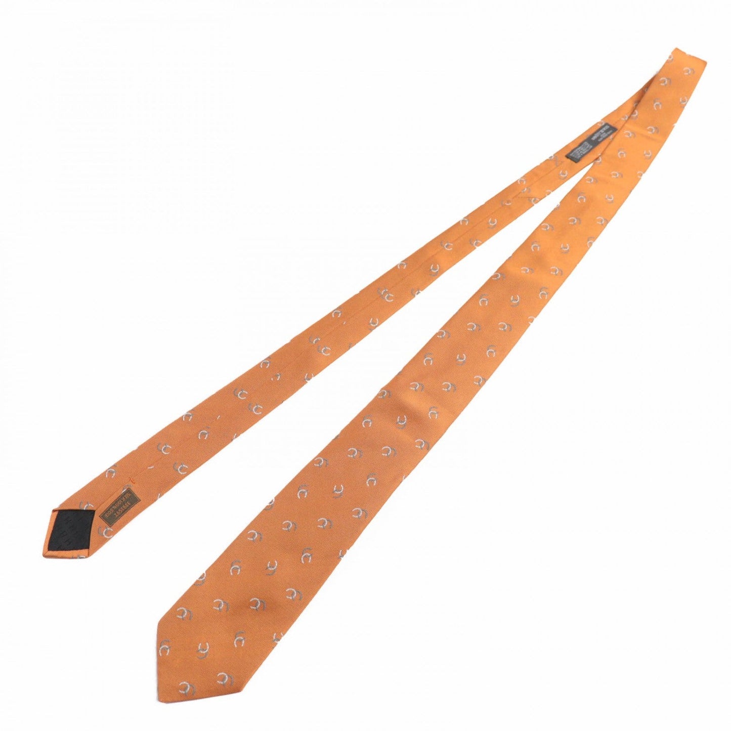 HERMES tie 339359T silk ORENGE/GRIS/BLANC Croisée le Fer