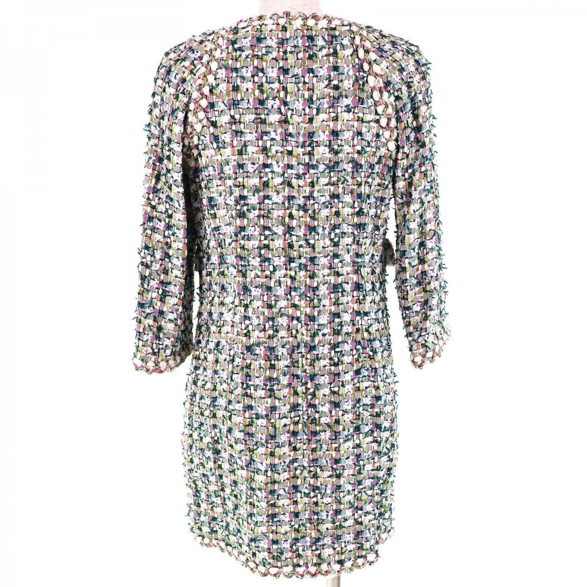 CHANEL No color jacket 18C P57919 Outer: 48% polyamide, Outer: 47% cotton, Outer: 5% viscose, Lining: 100% silk Green White Pink FANTASY TWEED Women 36