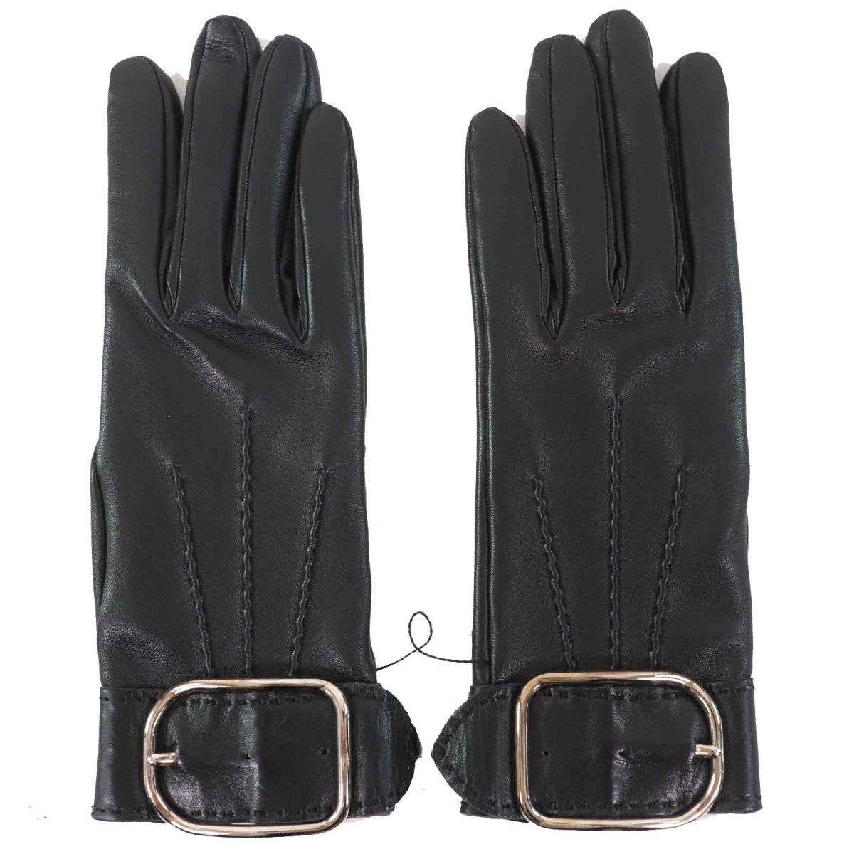 HERMES gloves Main: Leather black Women 6.5