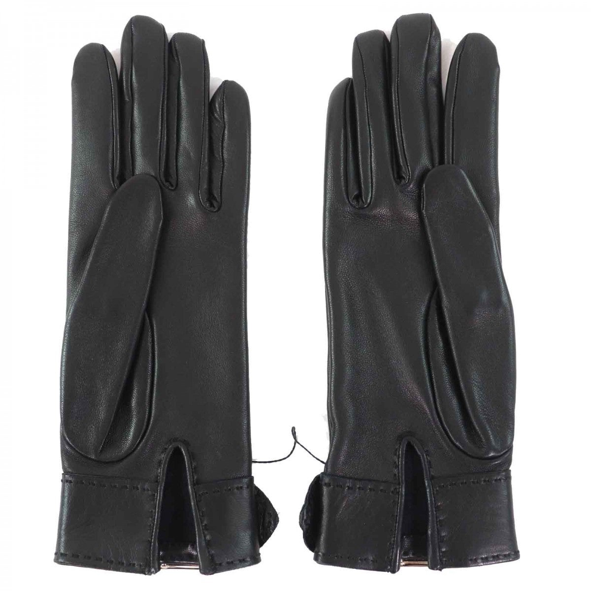 HERMES gloves Main: Leather black Women 6.5