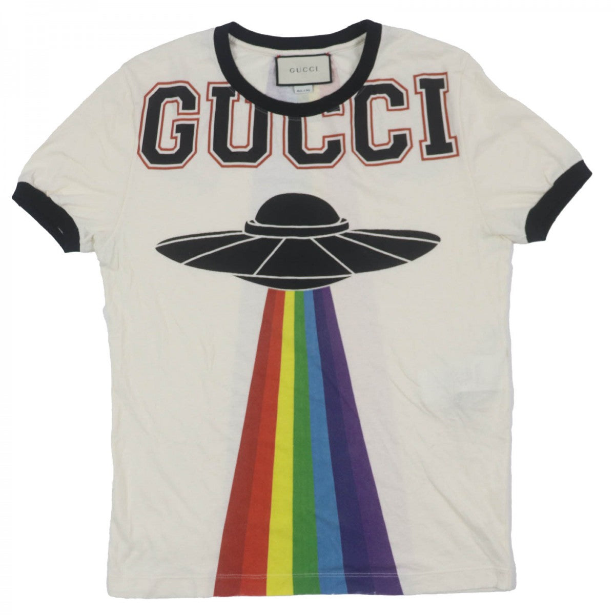 GUCCI Short sleeve T-shirt 476035 Main: 100% cotton, some: metal fiber, some: nylon, some: polyester, some: rayon white mens XS