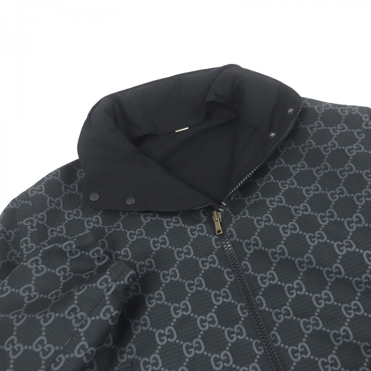 GUCCI Blouson 770276 Main: 100% polyester, Main: 100% cotton, Main: 73% cotton, Main: 27% polyamide (nylon), Part: cowhide black GG Ripstop Nylon Reversible mens 50