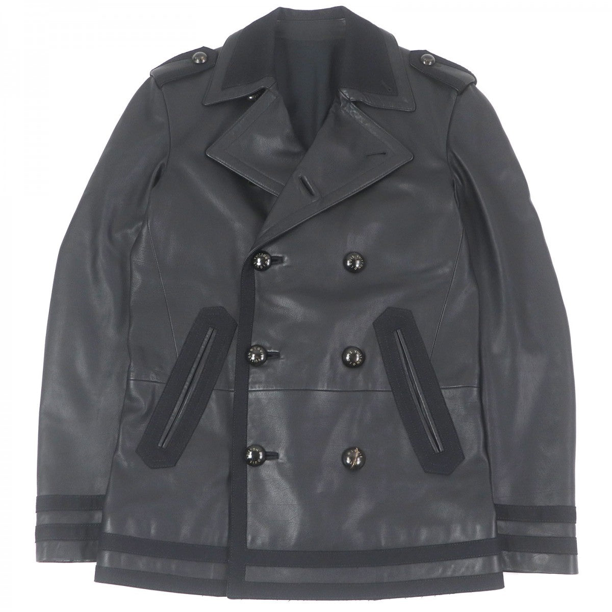 LOUIS VUITTON Chester coat Outer: 100% cowhide, Lining: 70% cotton, Lining: 30% silk black mens 44