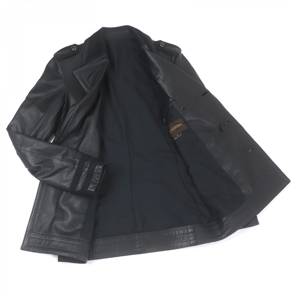 LOUIS VUITTON Chester coat Outer: 100% cowhide, Lining: 70% cotton, Lining: 30% silk black mens 44