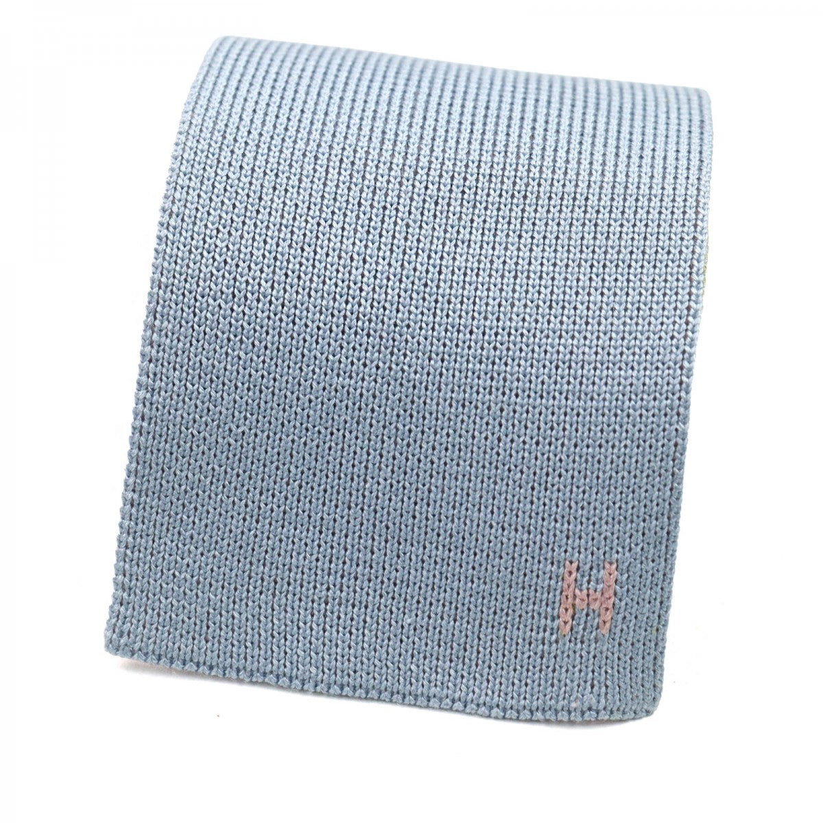 HERMES tie Main: 100% silk Blue (pastel color) Quatre Tan Reversible Silk Maille Tie Knitted Tie mens