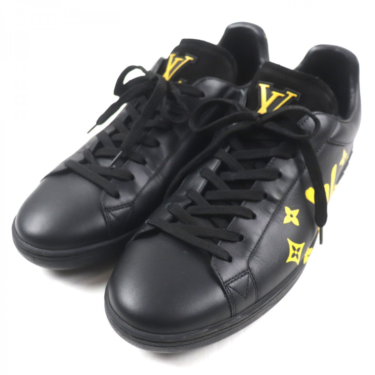 LOUIS VUITTON Low cut sneakers 1A9JD4 Main: Leather, Part: Suede leather Black yellow Samothrace Line Luxembourg mens 8