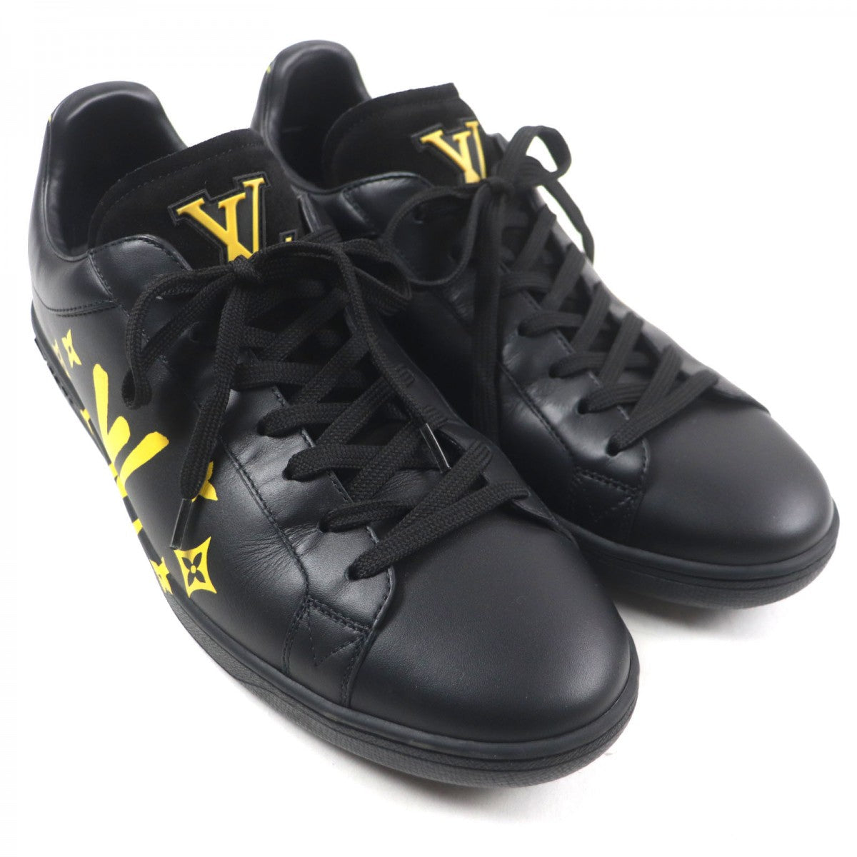 LOUIS VUITTON Low cut sneakers 1A9JD4 Main: Leather, Part: Suede leather Black yellow Samothrace Line Luxembourg mens 8