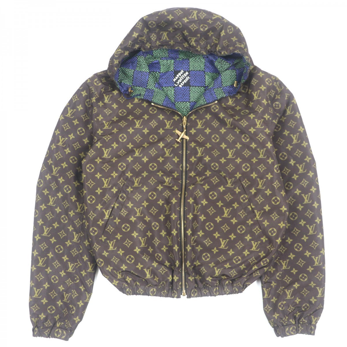 LOUIS VUITTON Hoodie 1AHBIU polyester Green navy brown 48