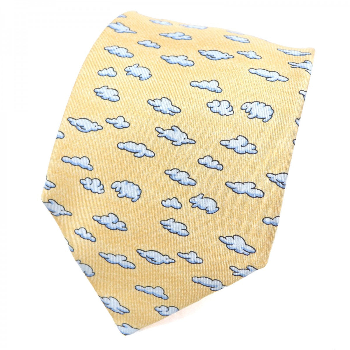 HERMES tie Main: 100% silk yellow mens