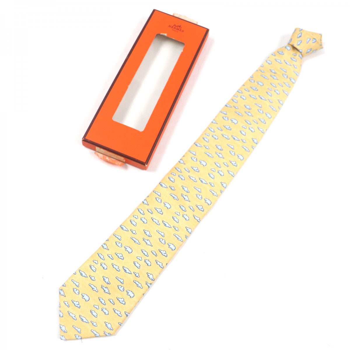 HERMES tie Main: 100% silk yellow mens