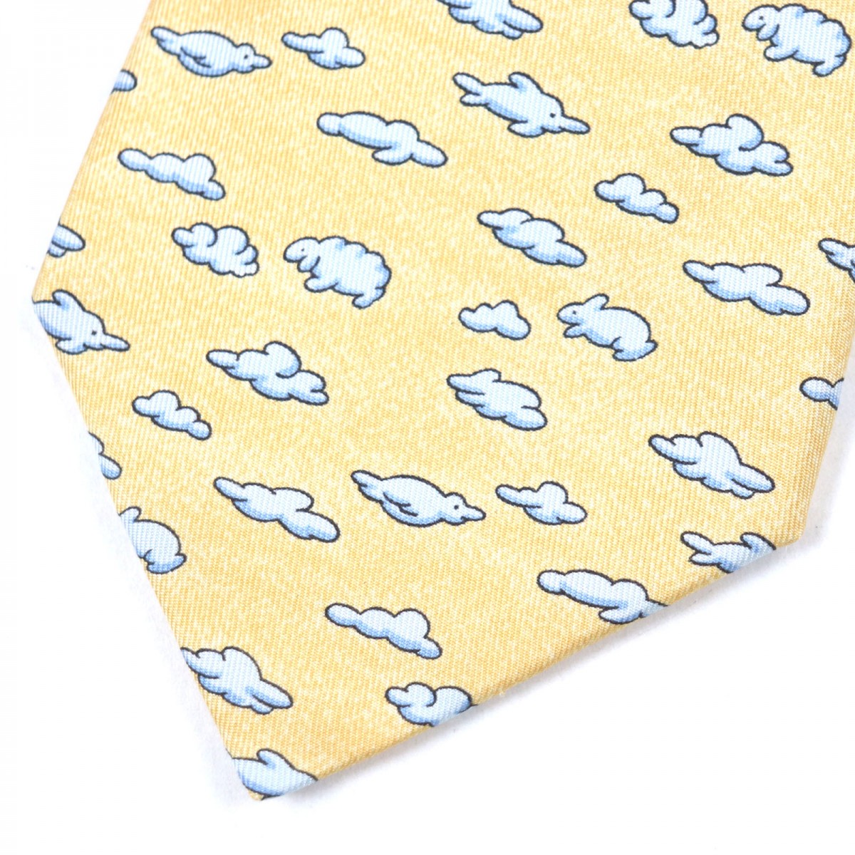 HERMES tie Main: 100% silk yellow mens
