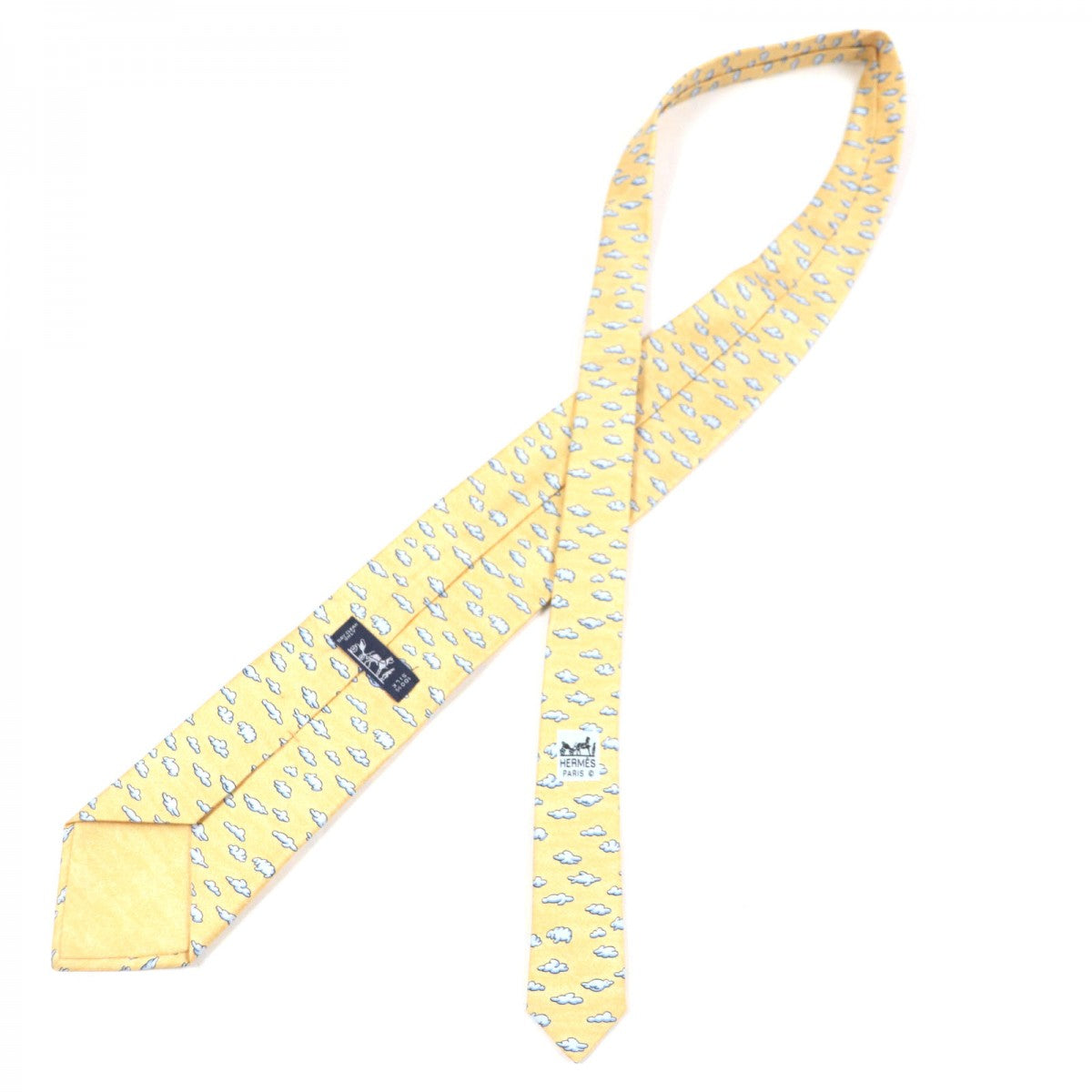HERMES tie Main: 100% silk yellow mens