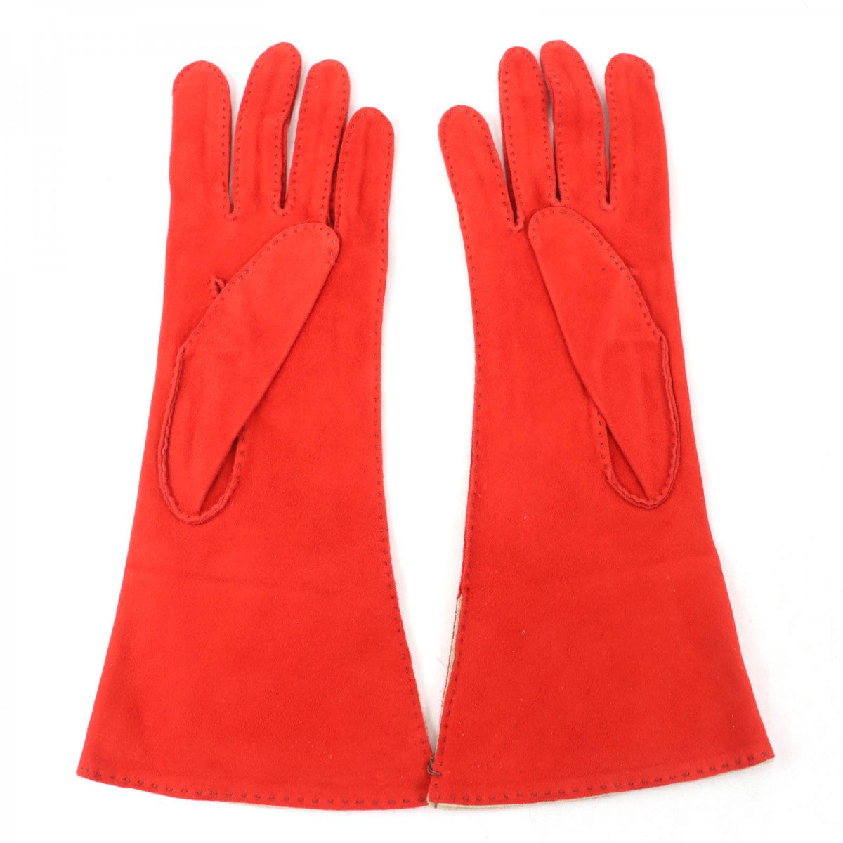HERMES gloves Main: Suede leather Orange Women 7