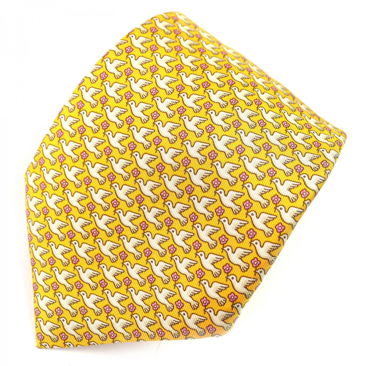 HERMES tie Main: 100% silk Yellow type mens