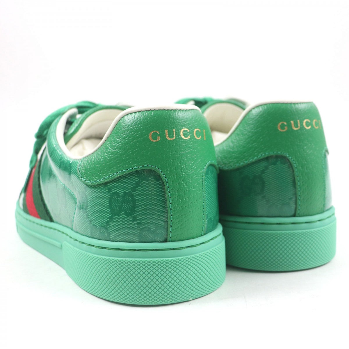 GUCCI Low cut sneakers 760775 Main: Leather green Webline Sherryline GG Crystal ACE mens 6.5