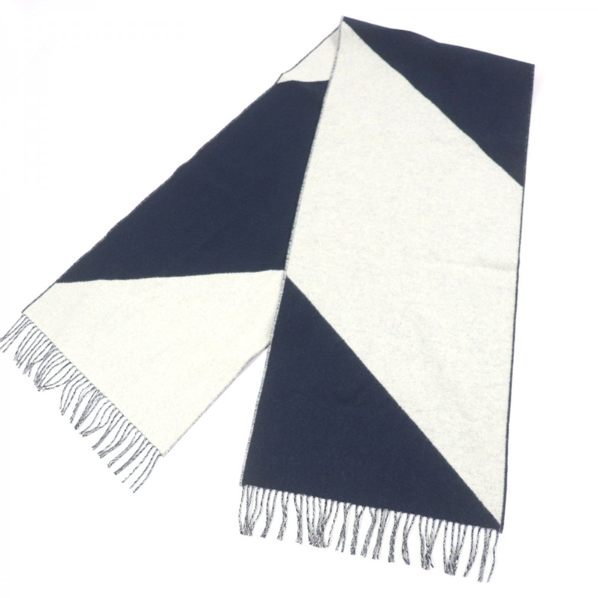 HERMES Scarf Main: 100% cashmere Navy white Kazak mens