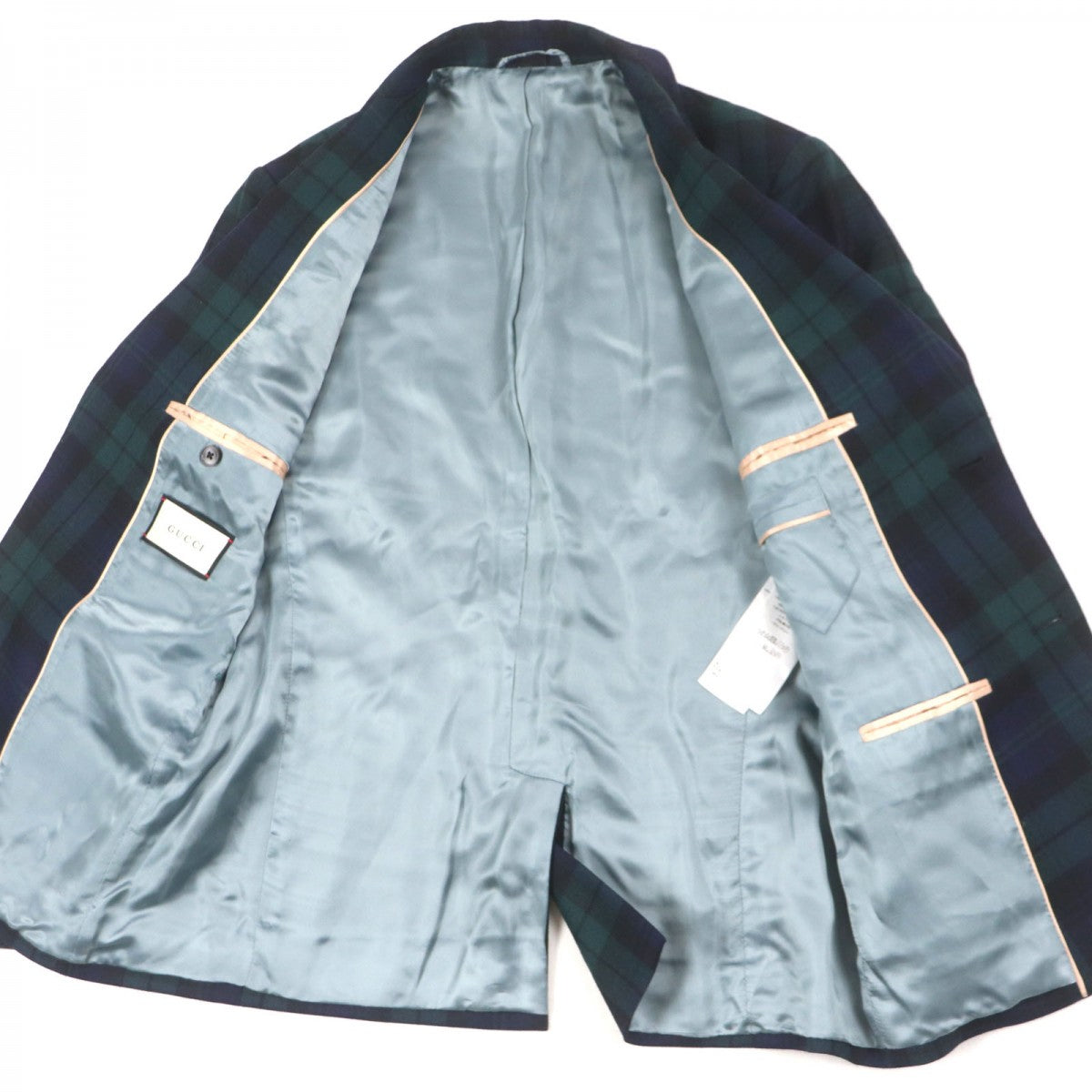 GUCCI tailored jacket 421766 Outer: 100% wool, Lining: 100% cupra, Sleeve lining: 100% cupra Green navy mens 48