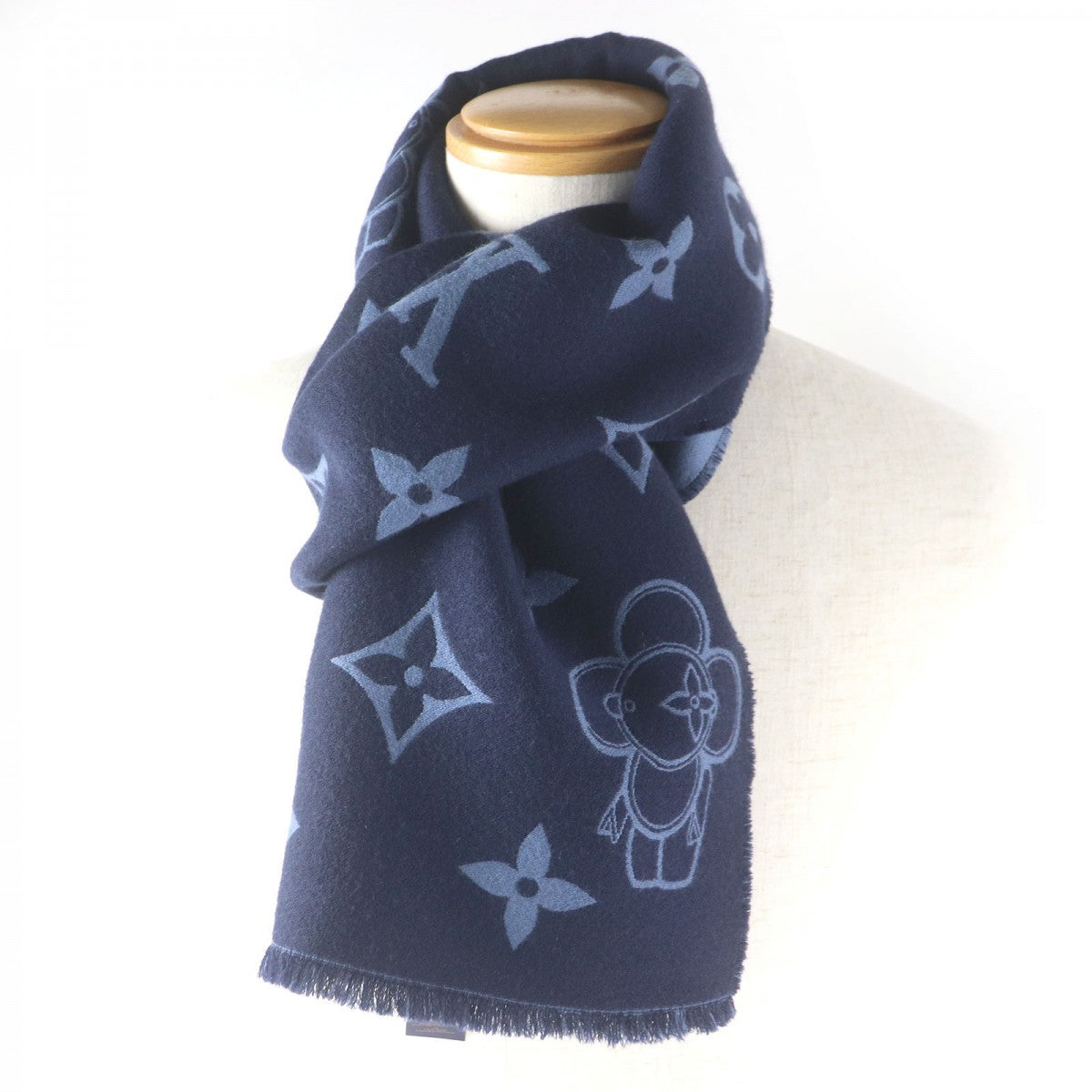 LOUIS VUITTON Scarf M77129 Main: 100% wool Navy Scarf Monogram Vivienne mens