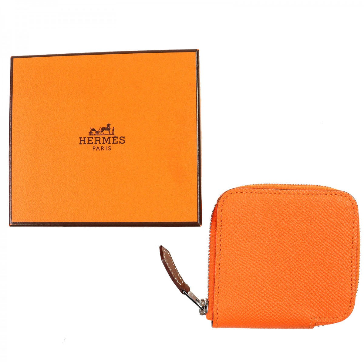 HERMES Coin case Main�FEpsom Orange Azap Mini Silk In Women