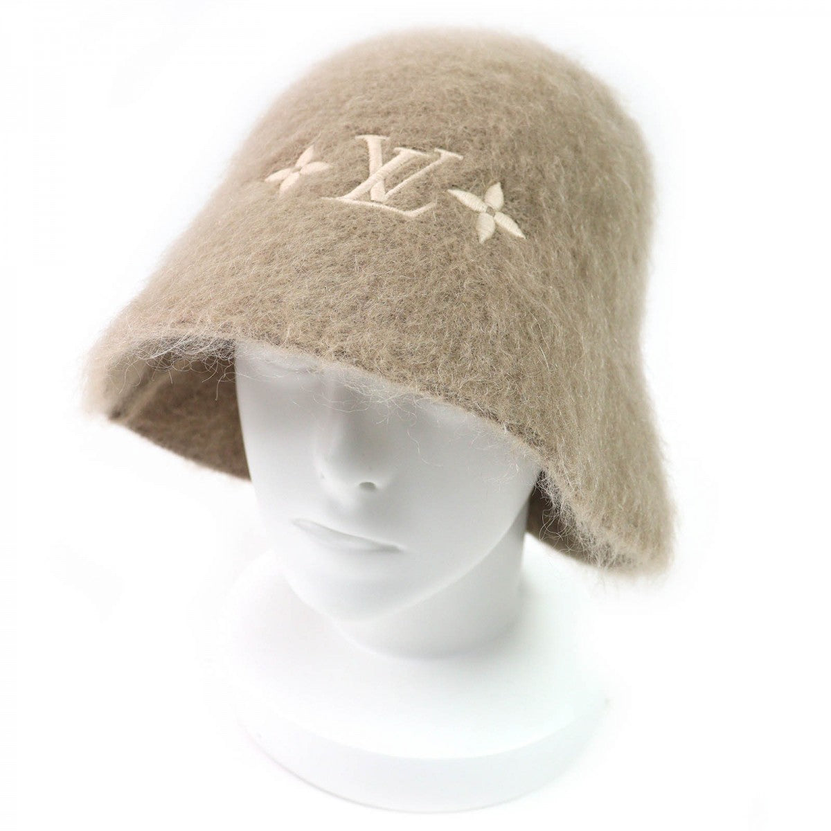 LOUIS VUITTON hat M1184S Main: 43% nylon, Main: 33% mohair, Main: 24% wool, Part: 100% polyester saffron LV Fluffy Hat mens