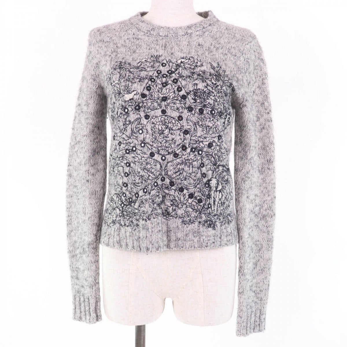 Christian Dior knit 344S57XM141 Main: 86% cashmere, Main: 5% alpaca, Main: 5% mohair, Main: 4% nylon, Part: 100% cotton gray Etoile de Voyage Women 38