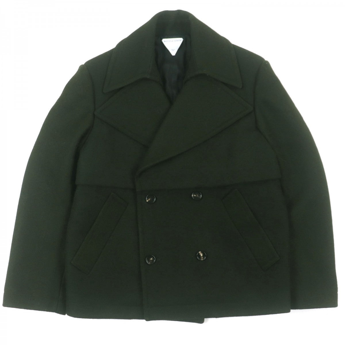 BOTTEGAVENETA pea coat 756687 Outer: 100% wool, Lining: 100% rayon, Lining: 100% cotton Dark green mens 46