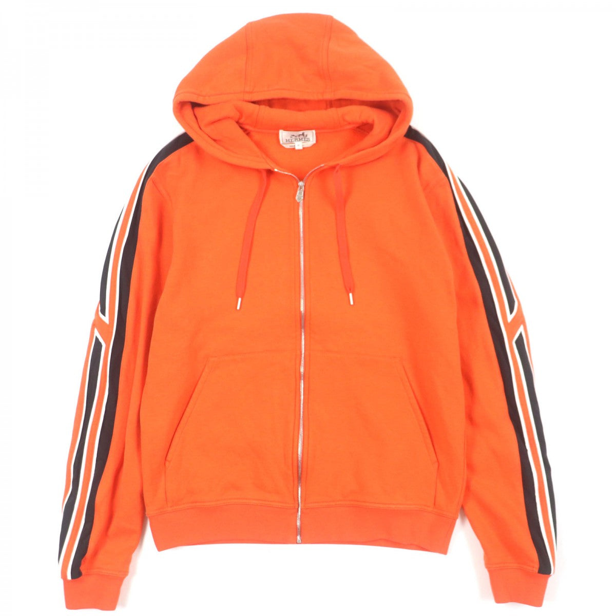 HERMES Hoodie Main: 100% cotton, part: 90% cotton, part: 10% polyester, part: 80% nylon, part: 20% polyurethane Orange Run H Hooded Zip-up Hoodie mens M