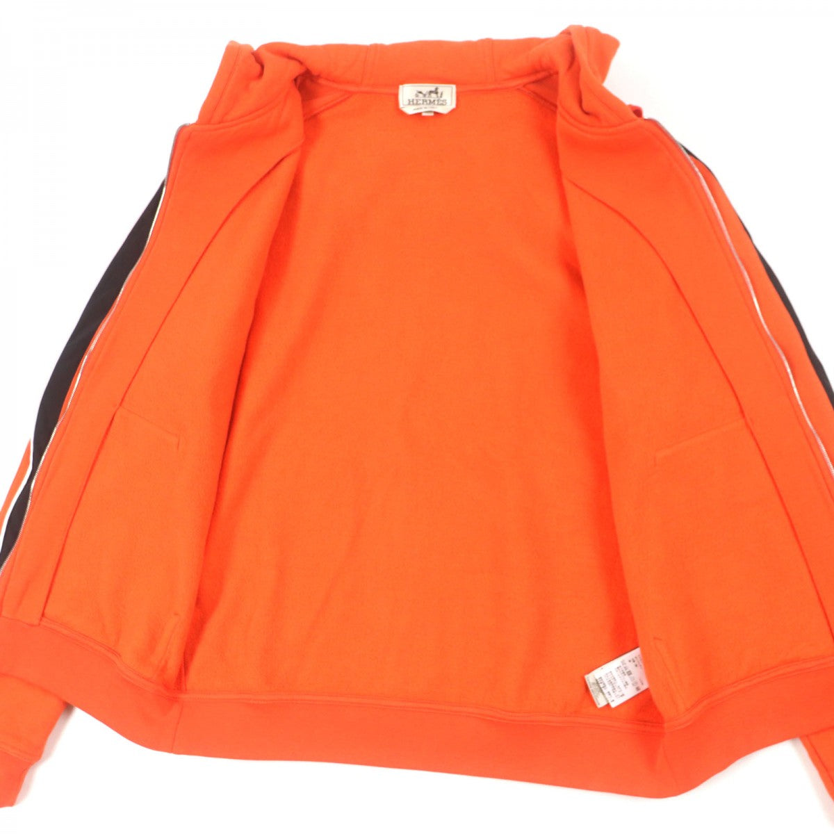 HERMES Hoodie Main: 100% cotton, part: 90% cotton, part: 10% polyester, part: 80% nylon, part: 20% polyurethane Orange Run H Hooded Zip-up Hoodie mens M