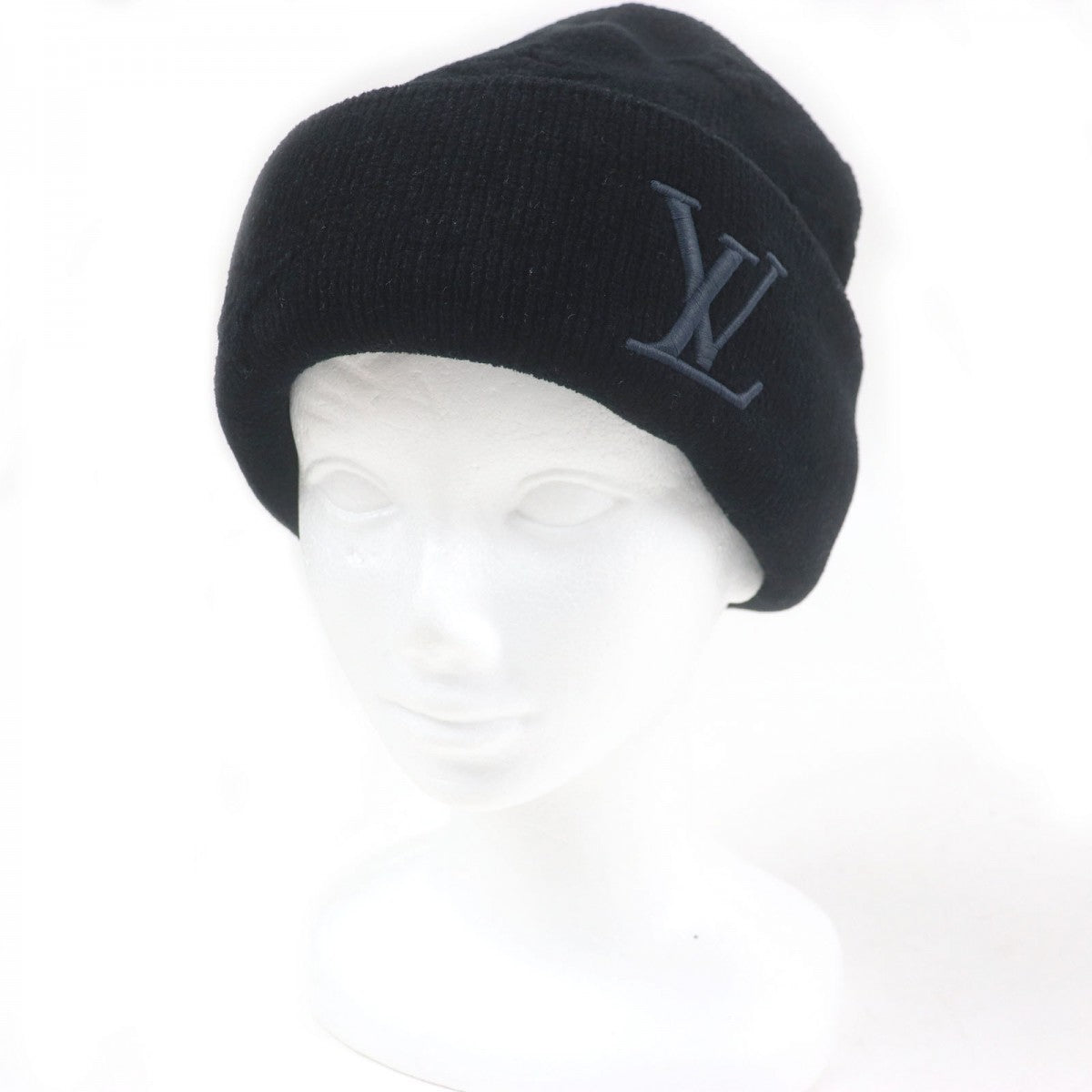 LOUIS VUITTON Knit cap M96194 Main: 97% cotton, Main: 2% polyamide (nylon), Main: 1% elastane (polyurethane) black LV Crash Monogram mens