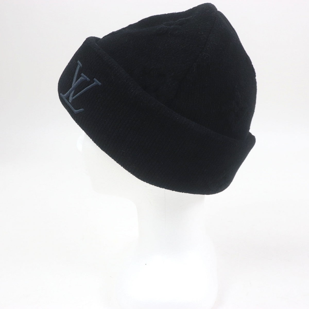 LOUIS VUITTON Knit cap M96194 Main: 97% cotton, Main: 2% polyamide (nylon), Main: 1% elastane (polyurethane) black LV Crash Monogram mens