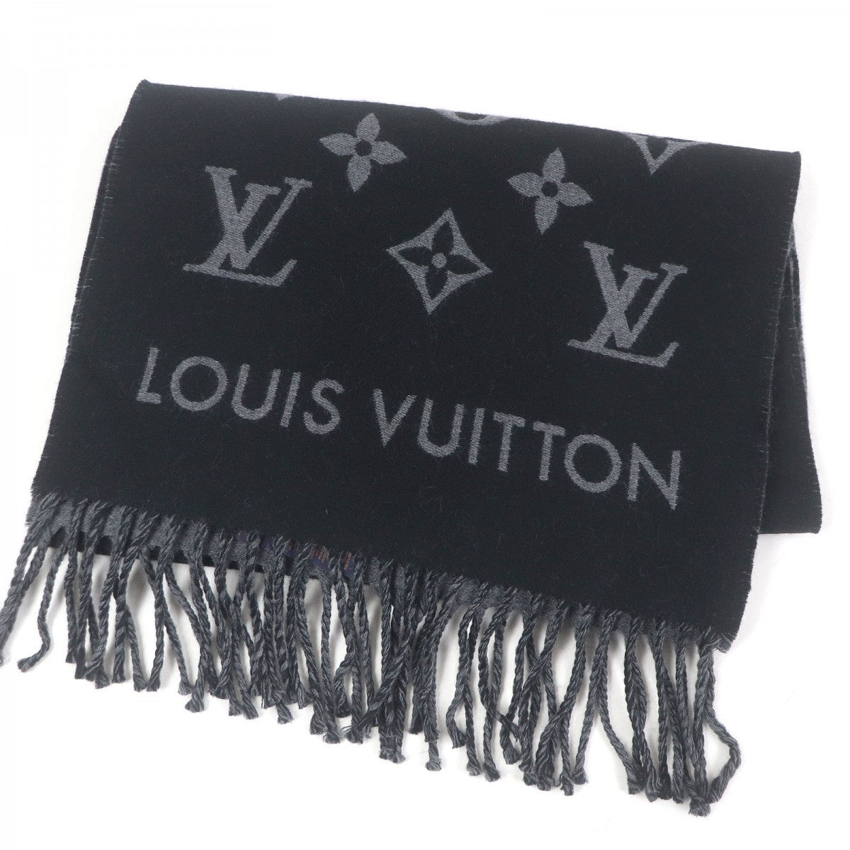 LOUIS VUITTON Scarf M79225 Main: 100% wool Noir All About Monogram mens