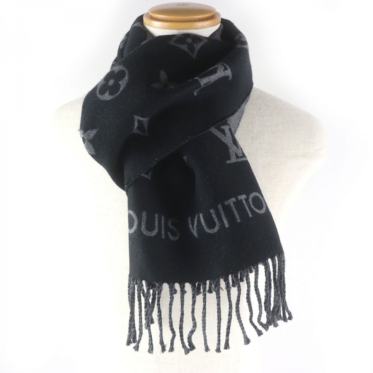 LOUIS VUITTON Scarf M79225 Main: 100% wool Noir All About Monogram mens