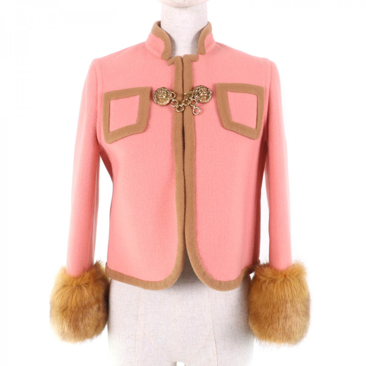 GUCCI Jacket 602771 Outer: 100% wool, Part: 100% acrylic, Lining: 100% polyester Pink brown Women 38