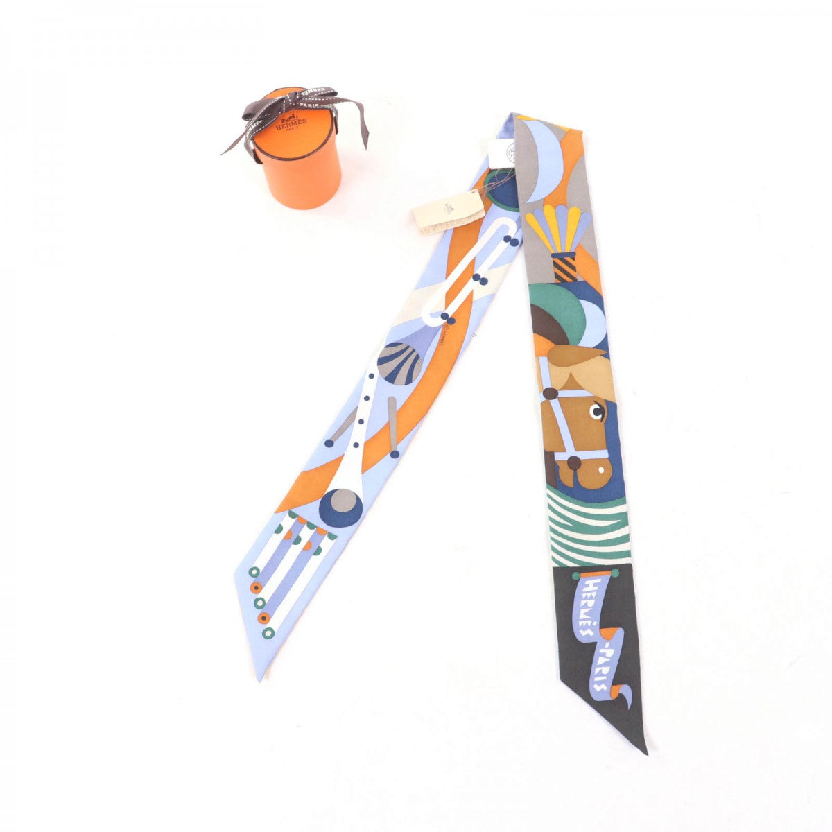HERMES scarf Main: 100% silk BRUN/BLEU/VERT PARADE EN FANFARE Women