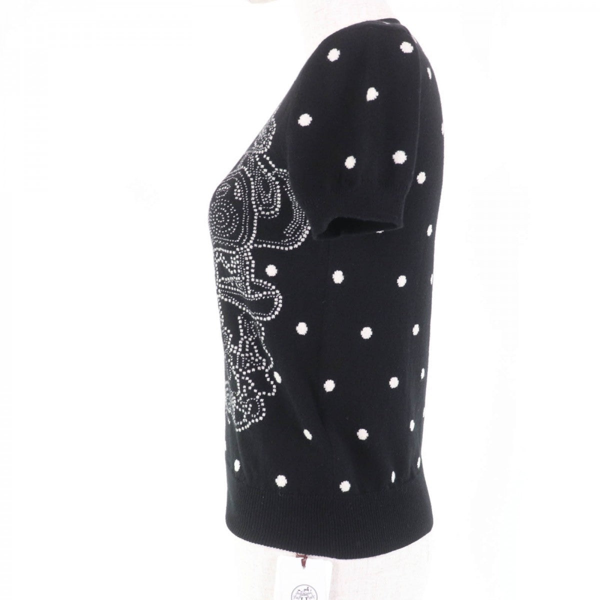 HERMES Short sleeve knit 3E2623D8 Main: 63% cashmere, Main: 35% cotton, Main: 2% nylon, Part: 100% rayon black BRIDES de GALA Brides for ceremonies Women 36