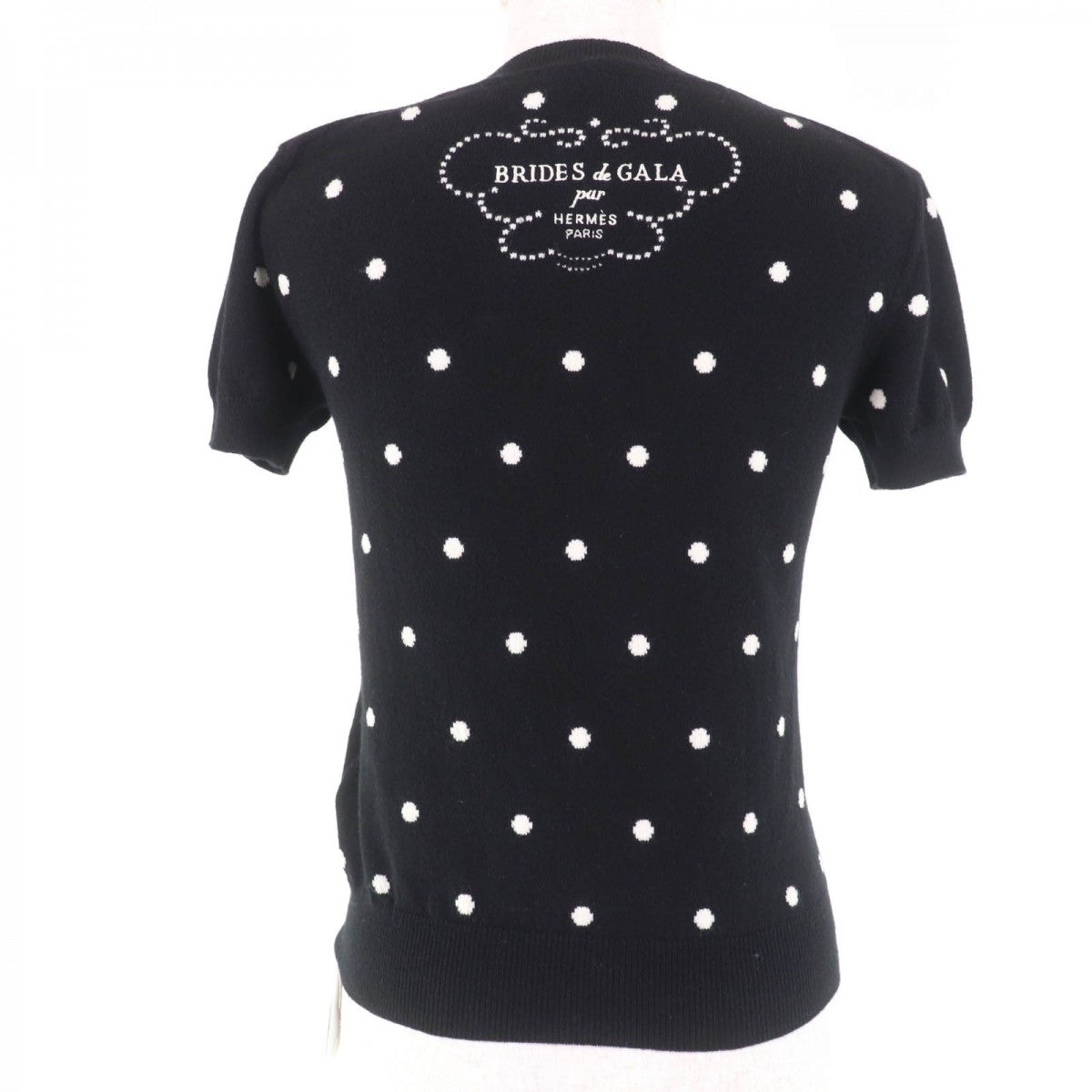 HERMES Short sleeve knit 3E2623D8 Main: 63% cashmere, Main: 35% cotton, Main: 2% nylon, Part: 100% rayon black BRIDES de GALA Brides for ceremonies Women 36